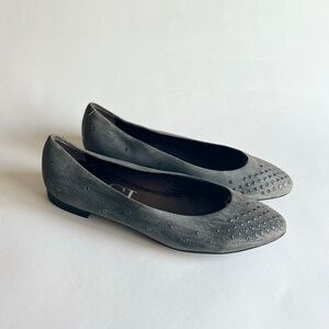 AGL Grey Suede Genuine Leather Almond Toe Flats size EUR 38, US 7.5